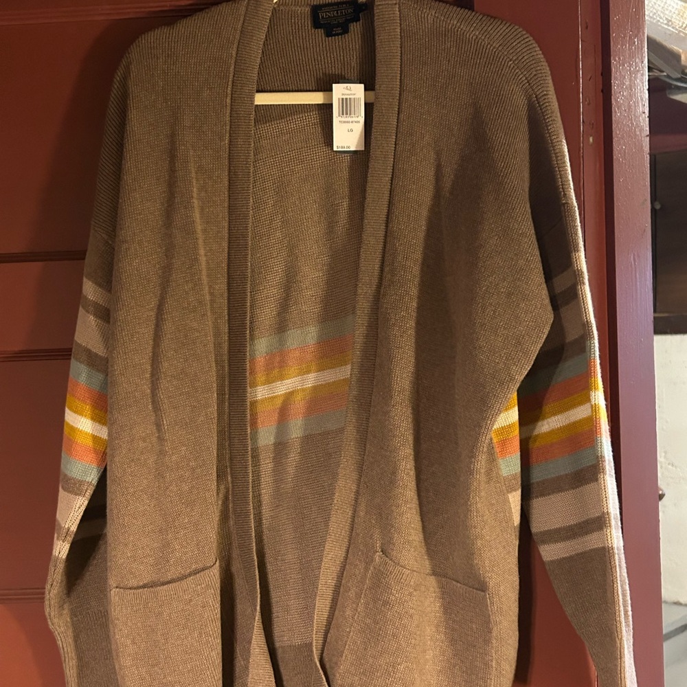 Pendleton Taupe Knit Cardigan